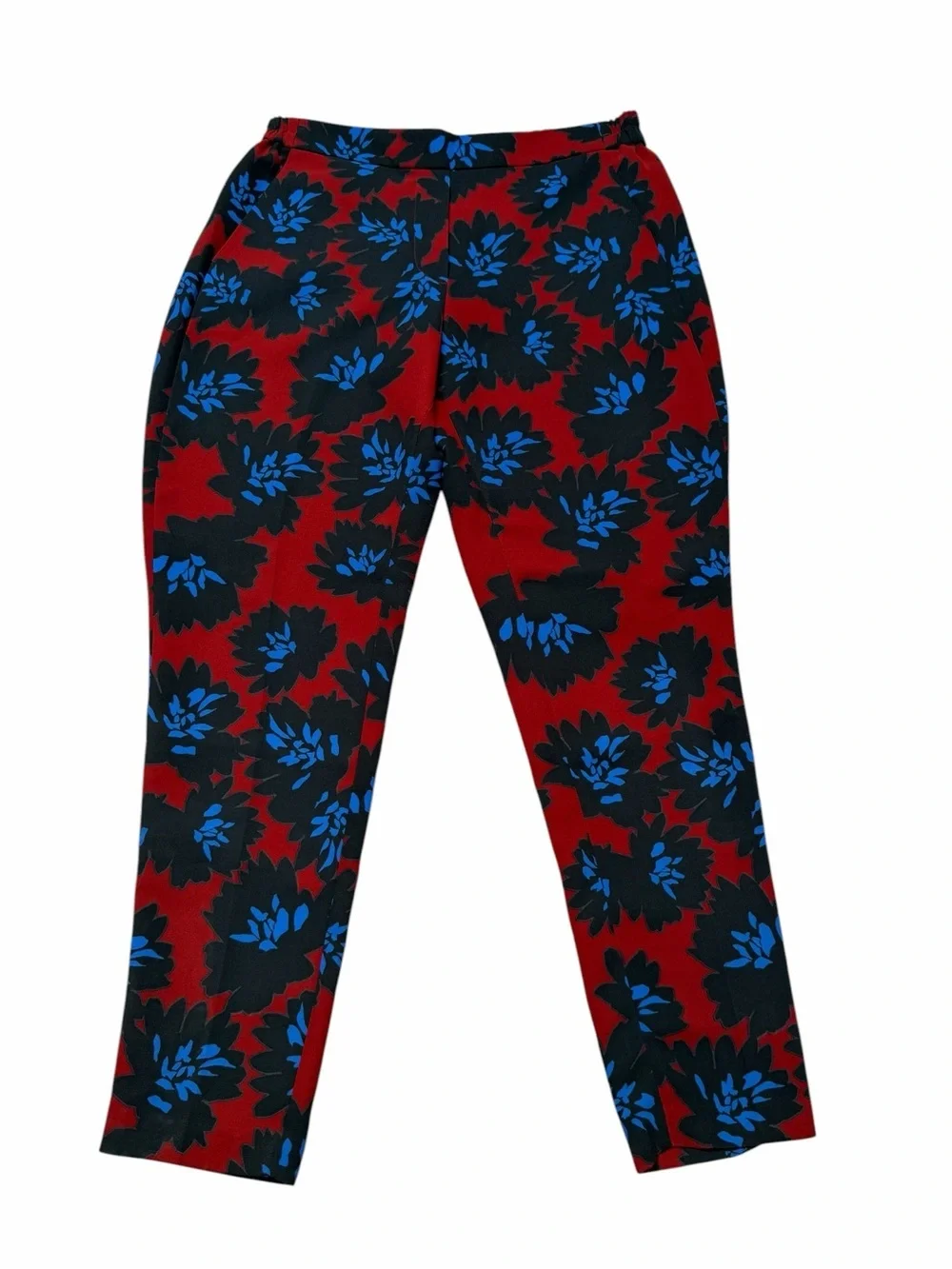 J.Crew Floral Drapey Pull-On Slim Straight Pants Red Blue Size 6
